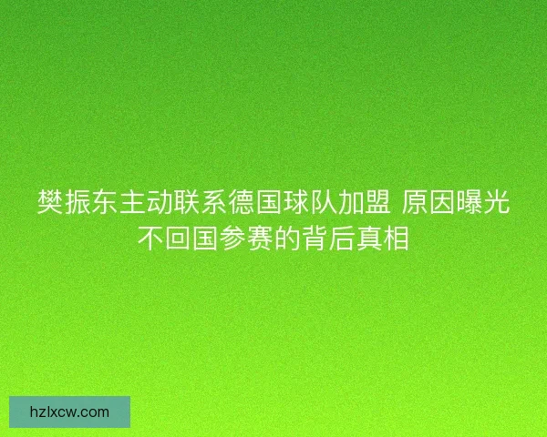 樊振东主动联系德国球队加盟 原因曝光不回国参赛的背后真相